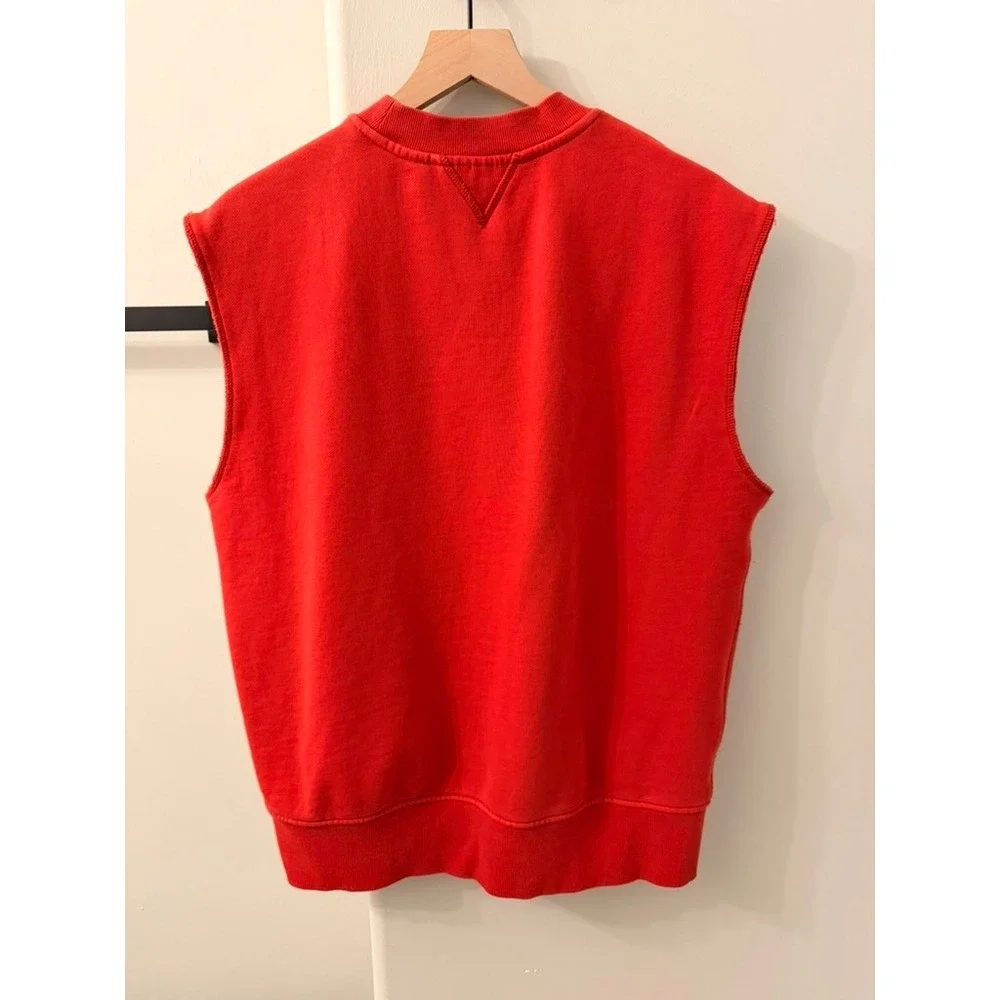 Weekday Sleeveless Sweatshirt Mens Medium Red Crew Neck Vest Streetwear